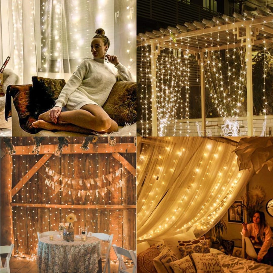 Raxiva-rideau etoiles guirlandes lumineuses festives