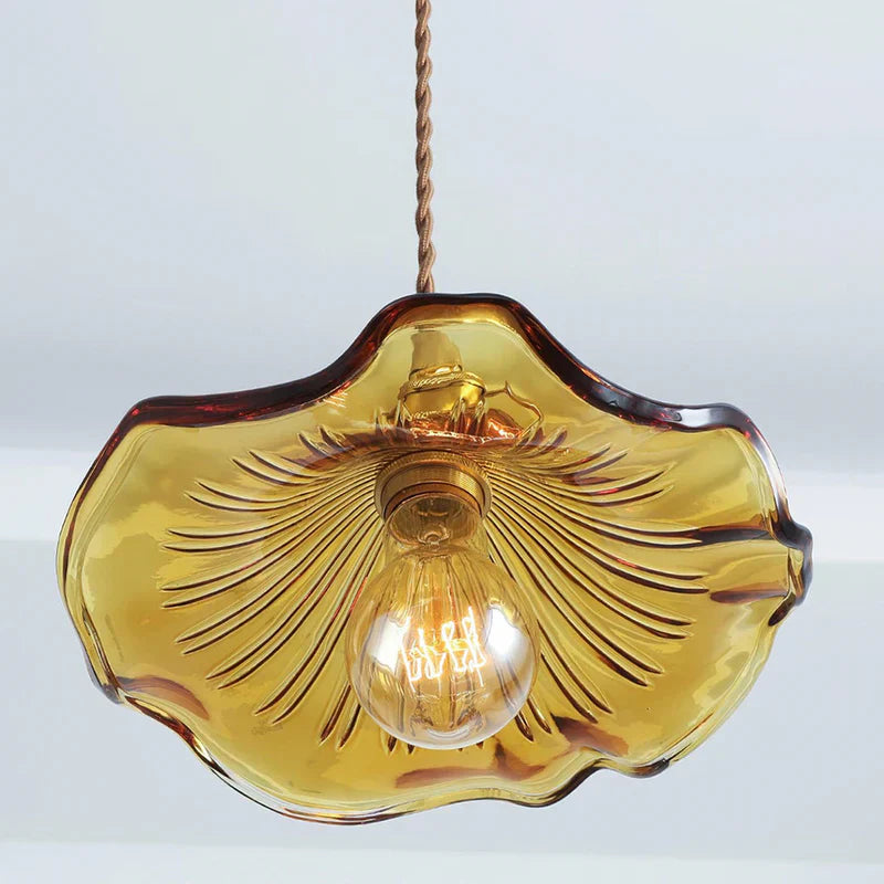 Raxiva-luminaire pendentif hibiscus verre souffle elegance