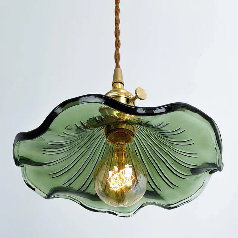Raxiva-luminaire pendentif hibiscus verre souffle elegance