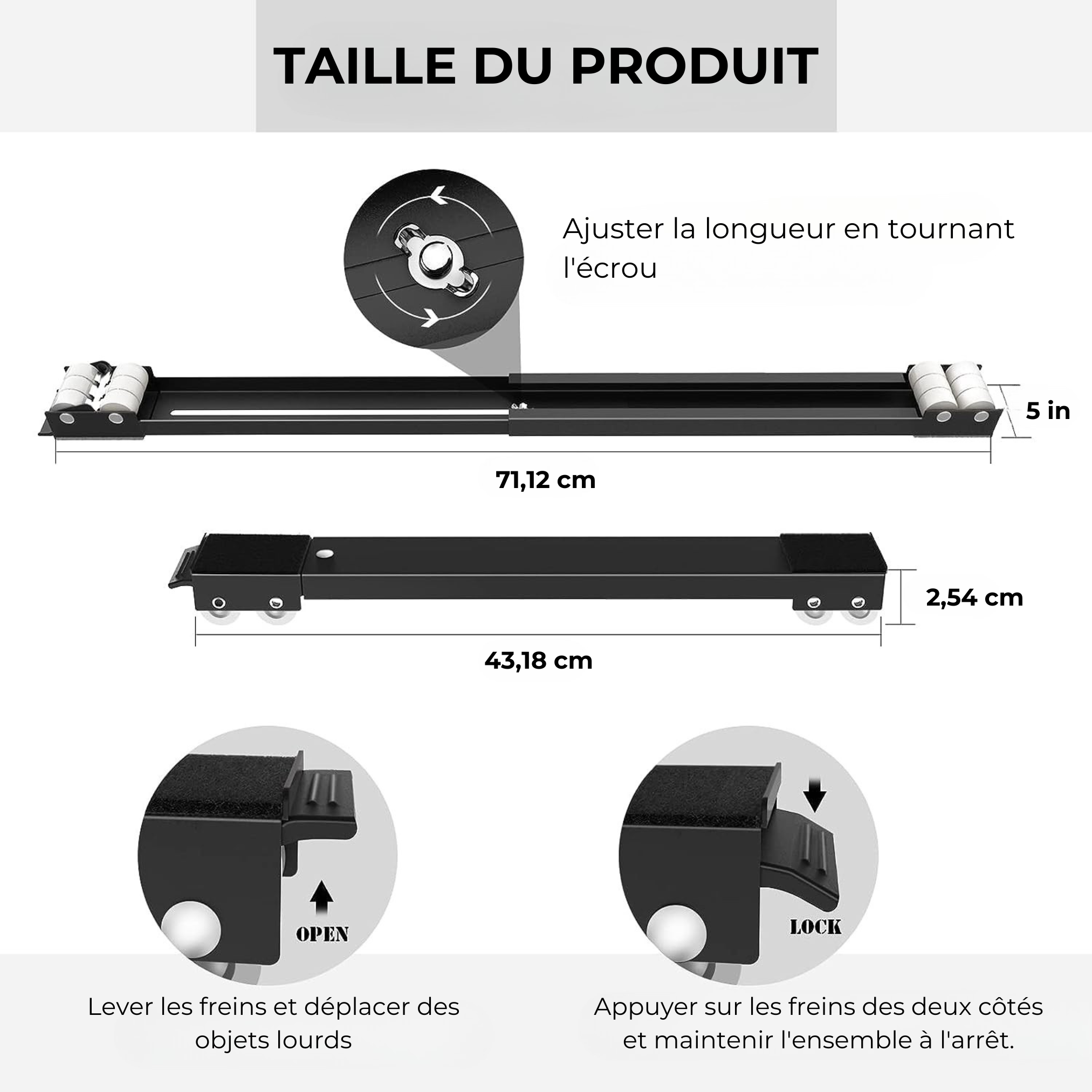Raxiva-socle mobile universel avec frein pack de 2