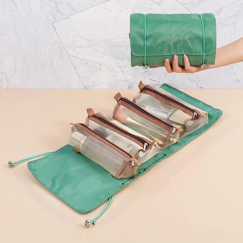 Raxiva-4 in 1 detachable makeup bag portable foldable travel cosmetic organizer pouch