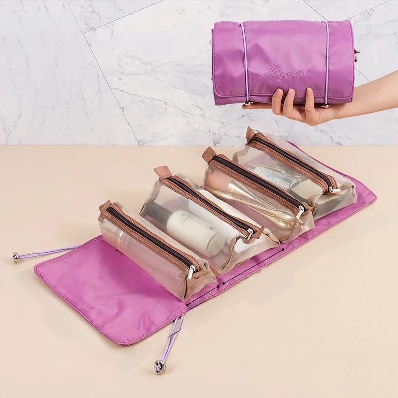Raxiva-4 in 1 detachable makeup bag portable foldable travel cosmetic organizer pouch