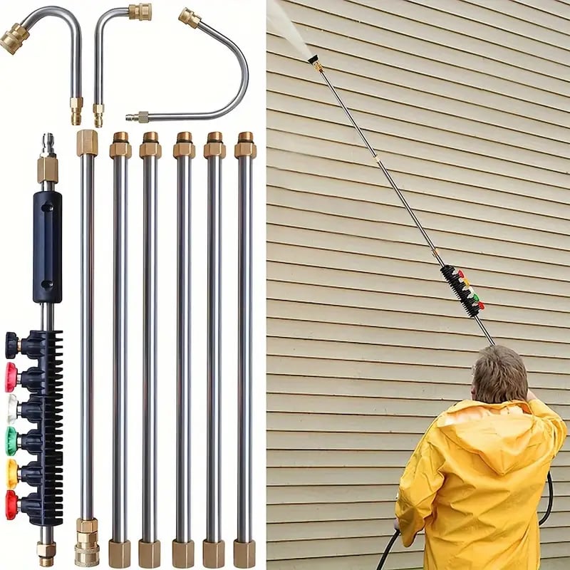 Raxiva-4000 psi telescoping high pressure washer wand set for gutter roof drainage walls cleaning