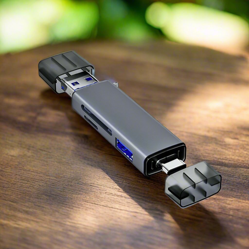 Raxiva-6 in 1 multifunction usb 3 0 card reader type c micro usb sd tf adapter