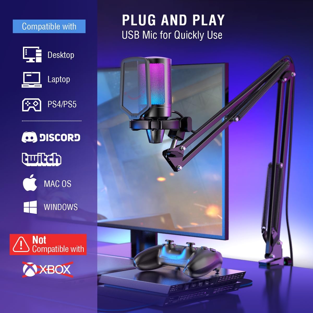 Raxiva-gaming pc podcast condenser microphone