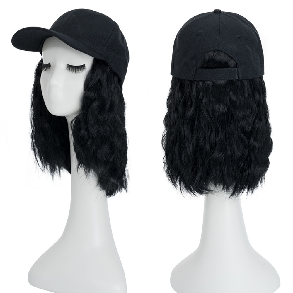 Raxiva-heat resistant synthetic wavy wig baseball cap extension