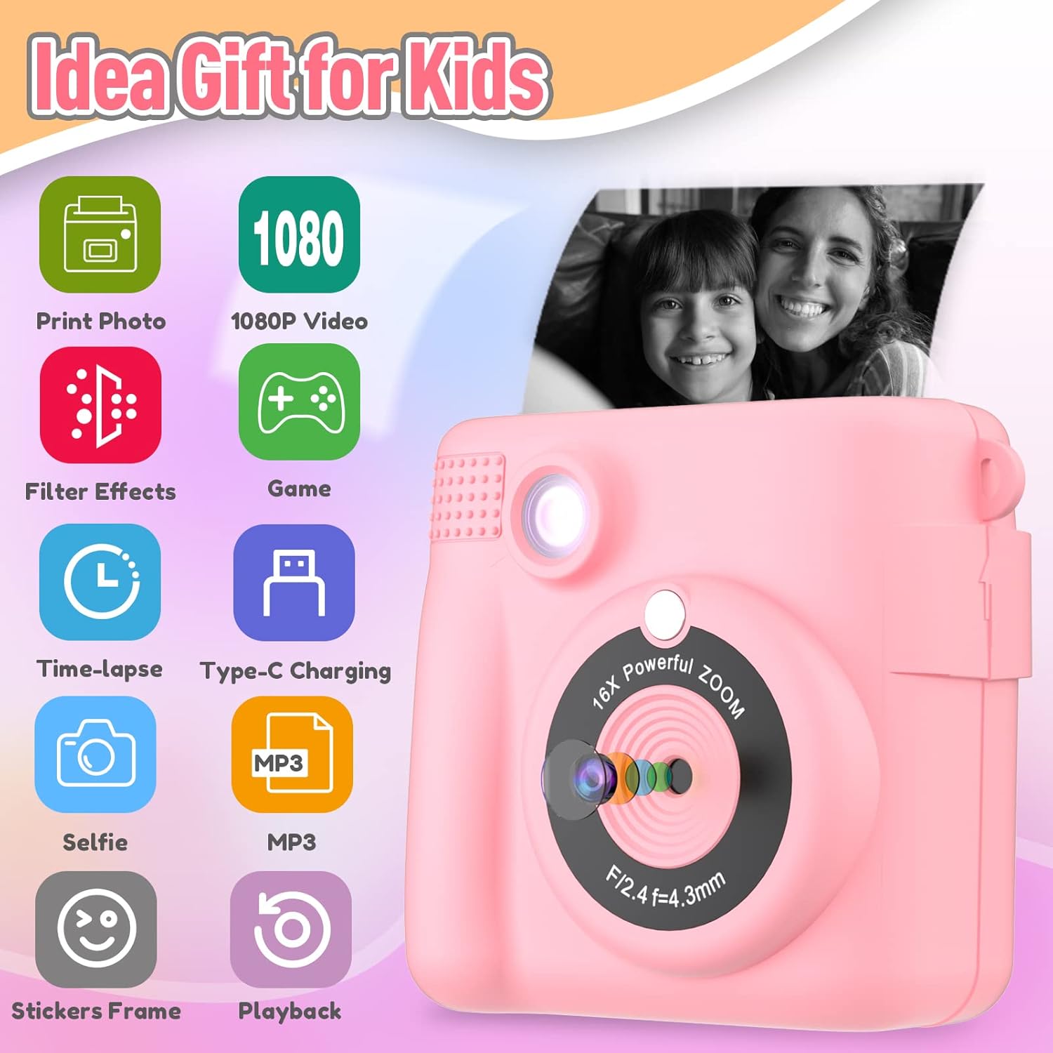 Raxiva-digital portable instant print camera for kids