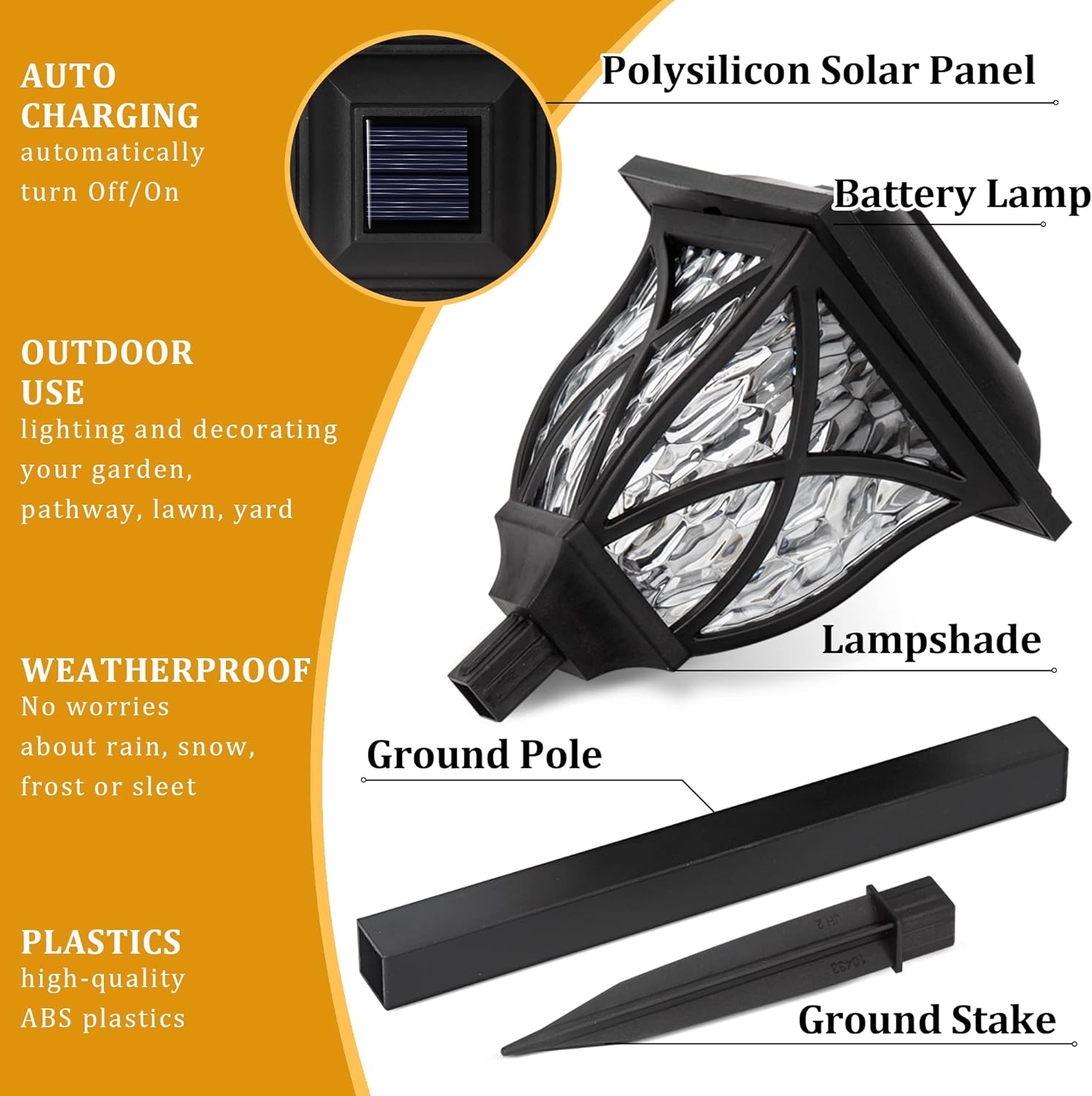 Raxiva-6 pack led solar pathway garden lights outdoor