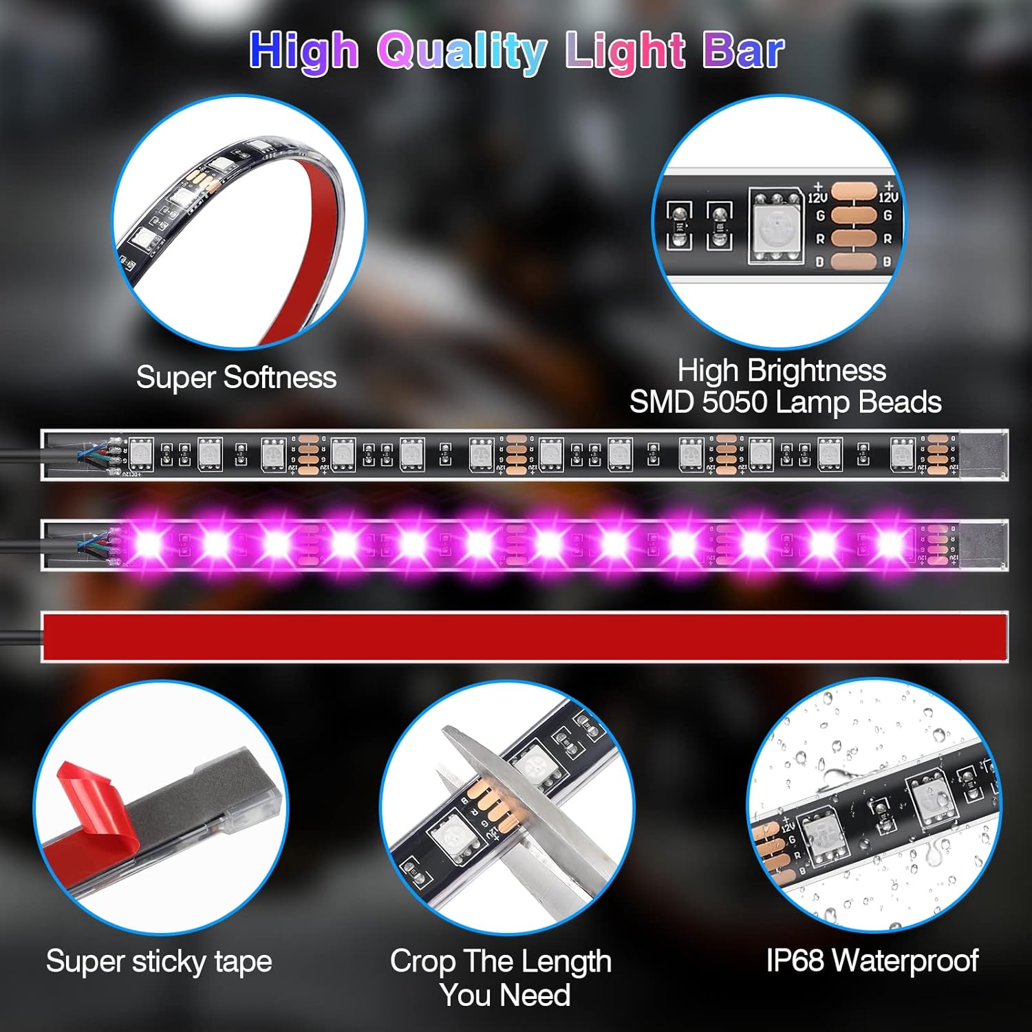 Raxiva-12pcs motorcycle led light kit with brake turn signal