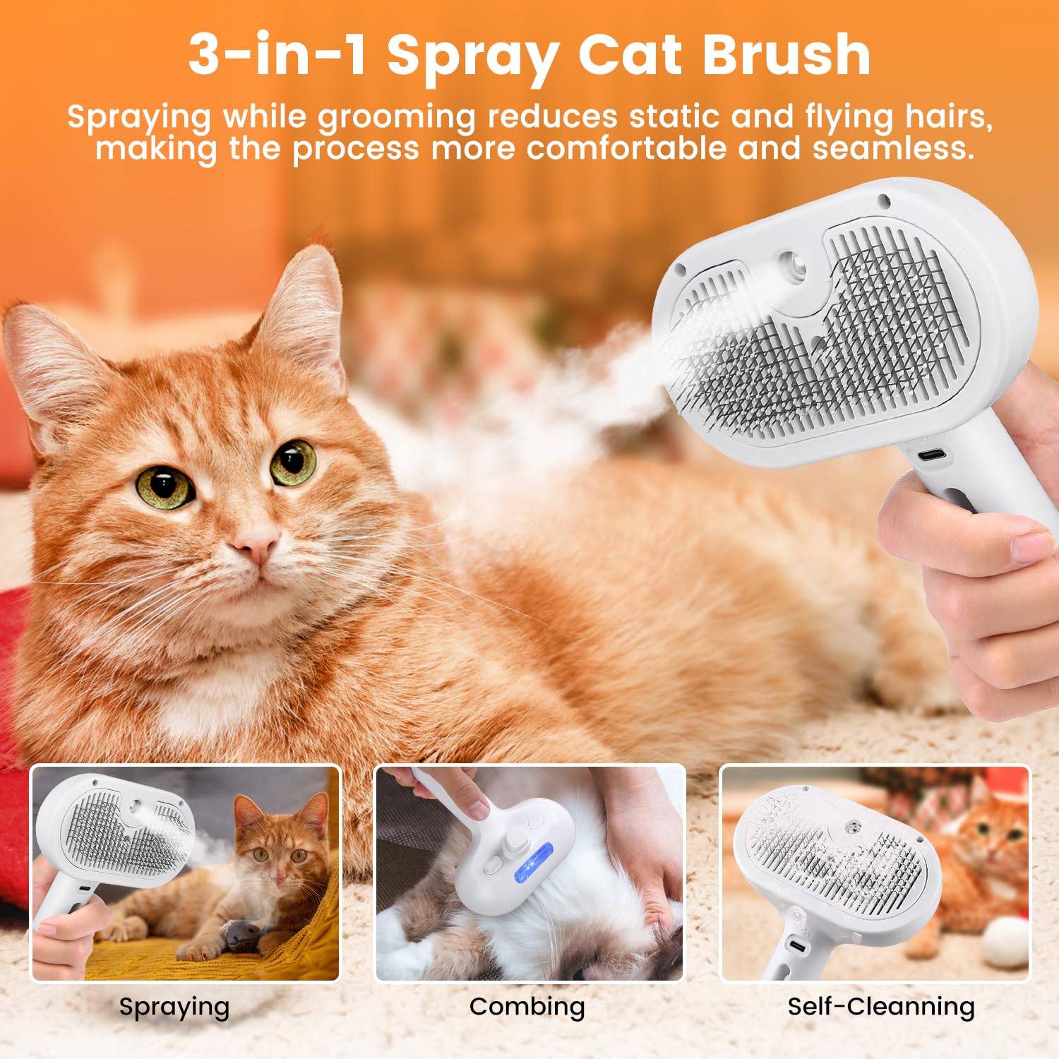 Raxiva-cat dog steam brush
