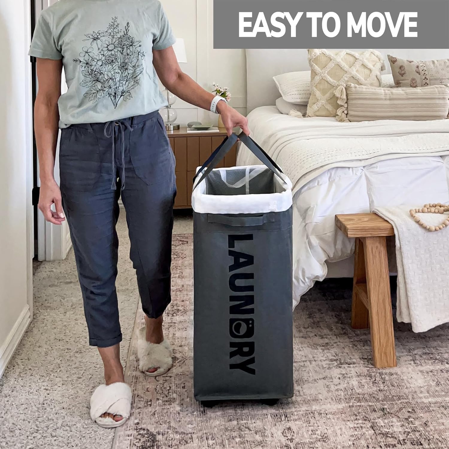 Raxiva-75l collapsible large laundry basket with wheels