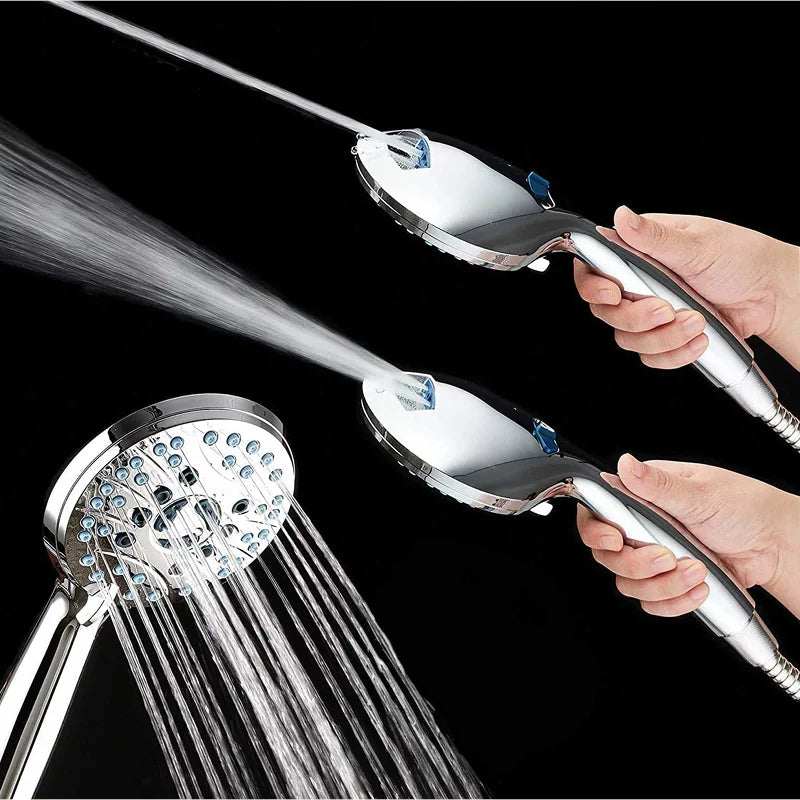 Raxiva shower head with two speed spray gun