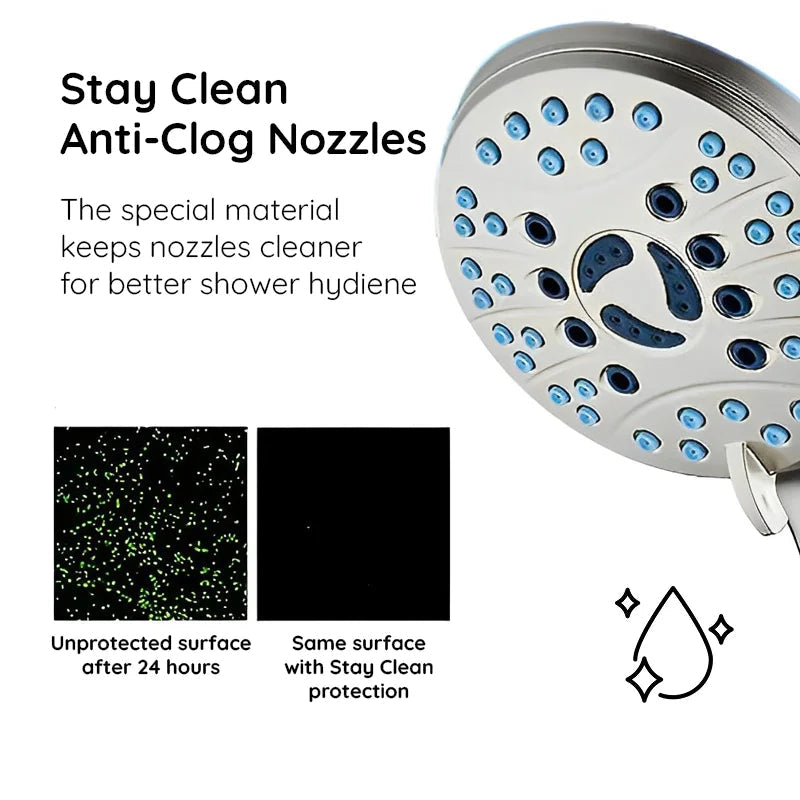 Raxiva shower head with two speed spray gun