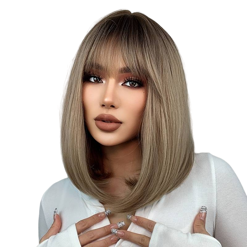 Raxiva-chic short straight bob wig with bangs effortless style