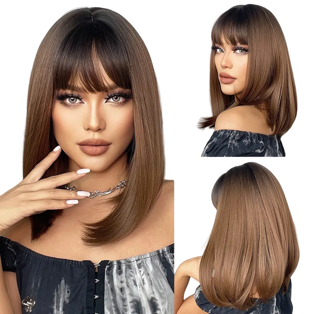 Raxiva-chic short straight bob wig with bangs effortless style