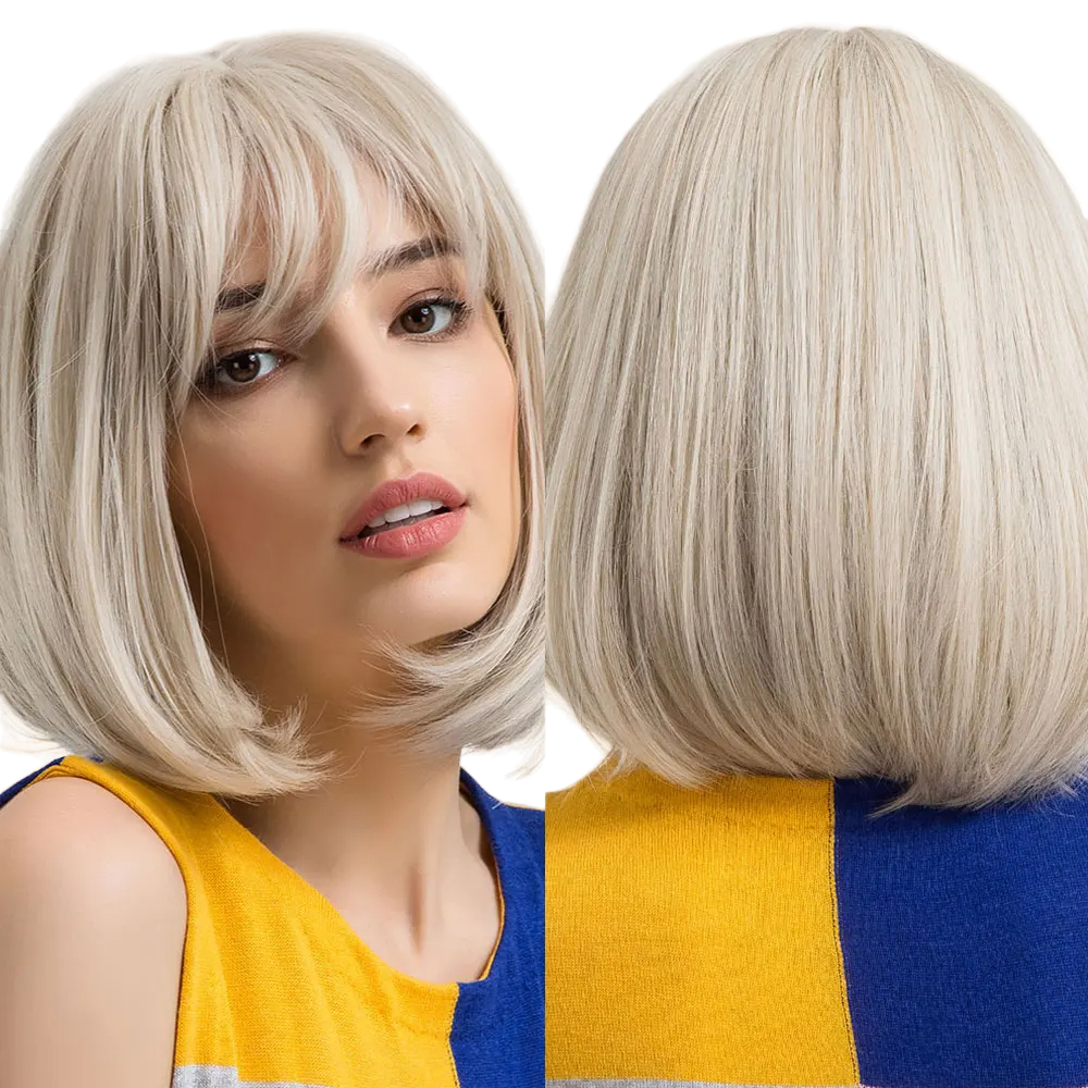 Raxiva-chic short straight bob wig with bangs effortless style