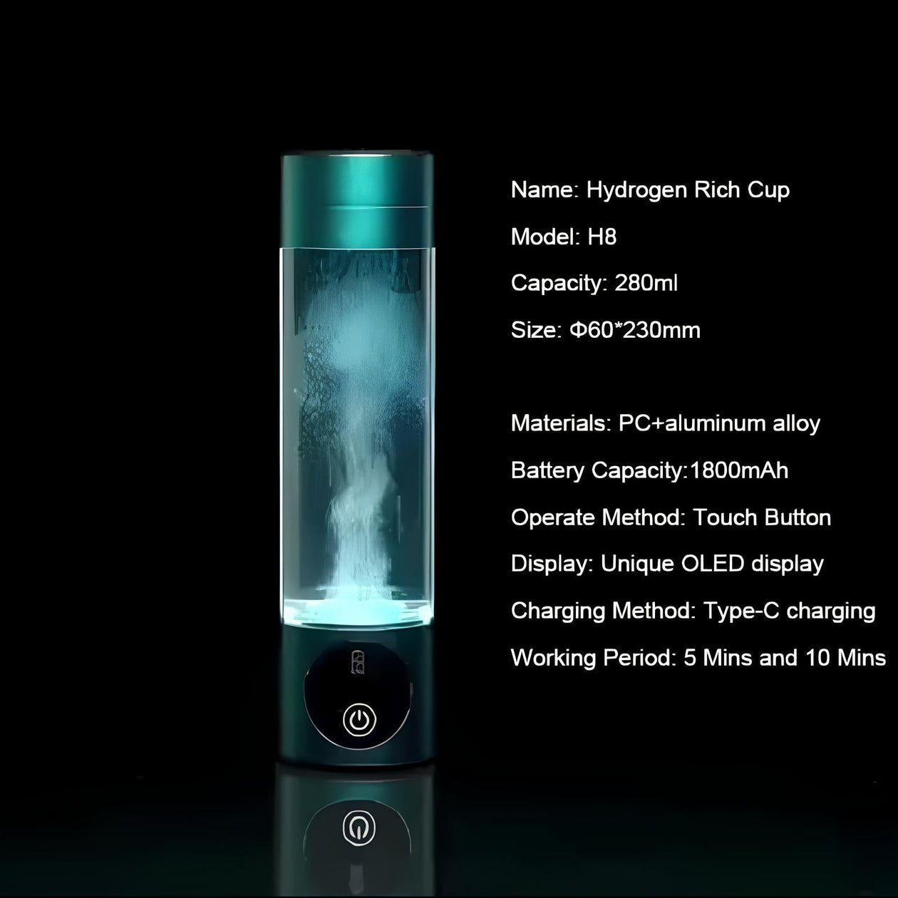 Raxiva-high concentration 5000ppb spe pem hydrogen water bottle ionizer