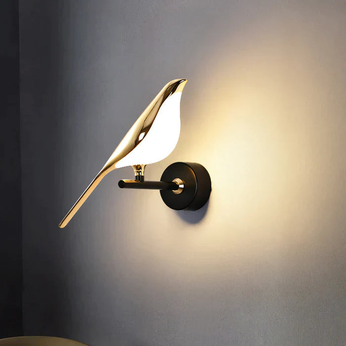 Raxiva-applique murale oiseau dore sculpture lumineuse interieur contemporain