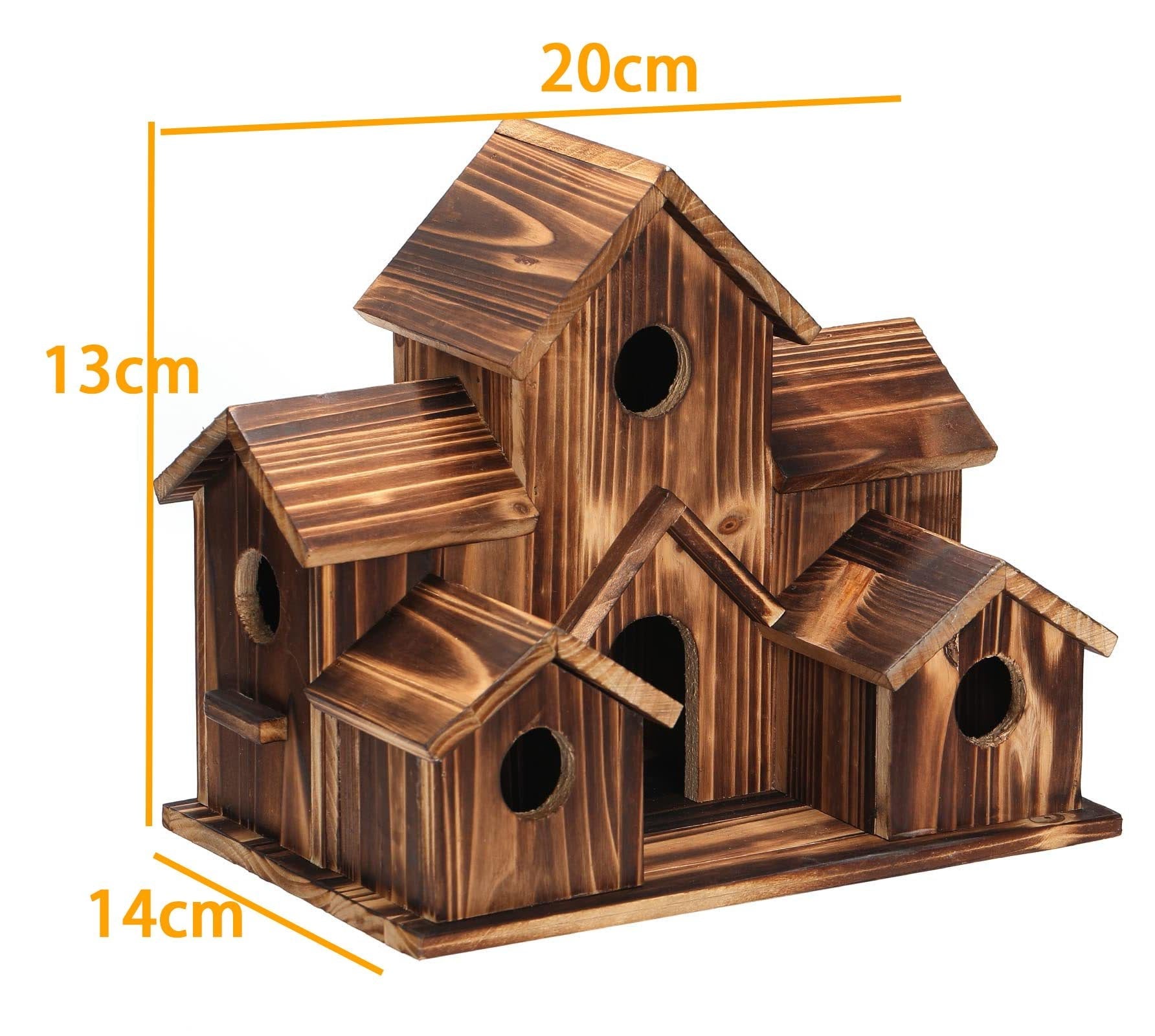 Raxiva-handcrafted wooden birdhouse 6 holes