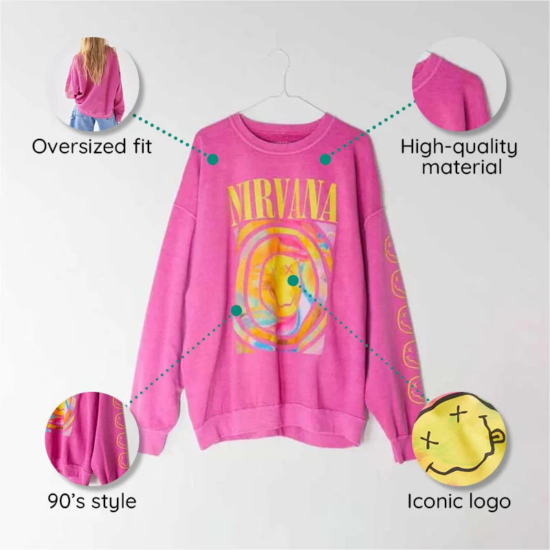 Raxiva oversized smiley sweatshirt