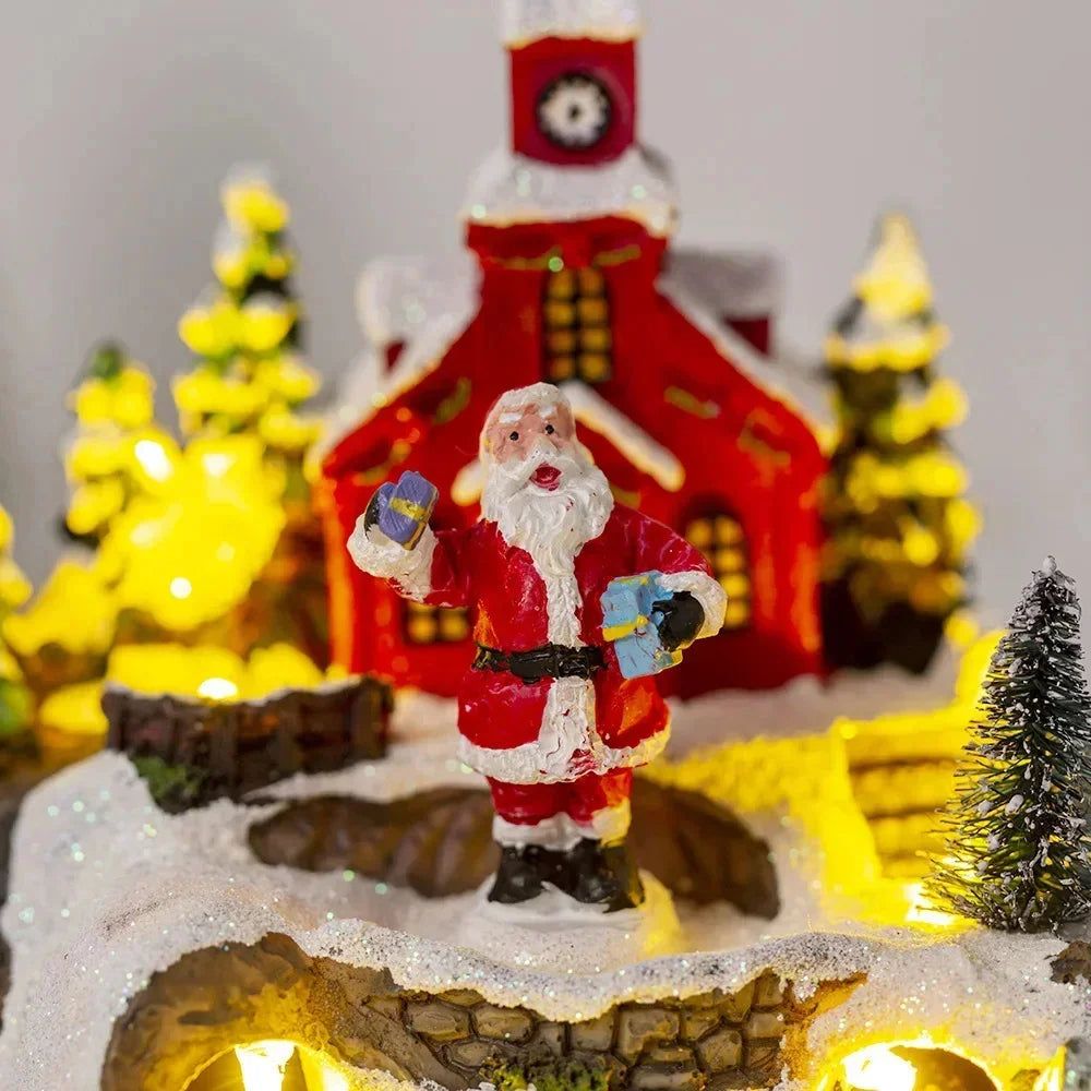 Raxiva - Christmas Figurine with Music & Lights – Snowy House Décor with Snowman for Delightful Holiday Gifts & Home Charm