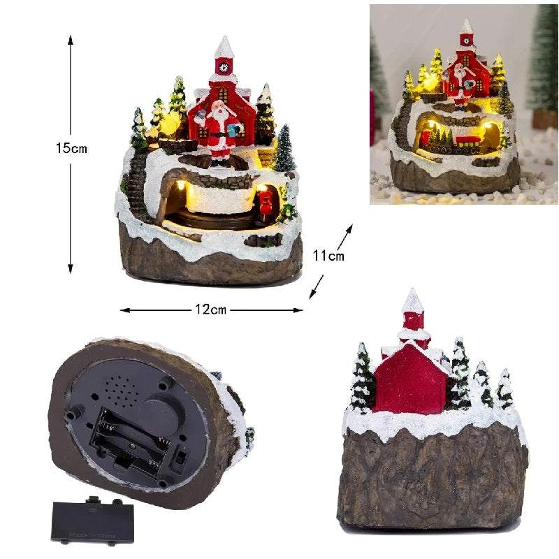 Raxiva - Christmas Figurine with Music & Lights – Snowy House Décor with Snowman for Delightful Holiday Gifts & Home Charm