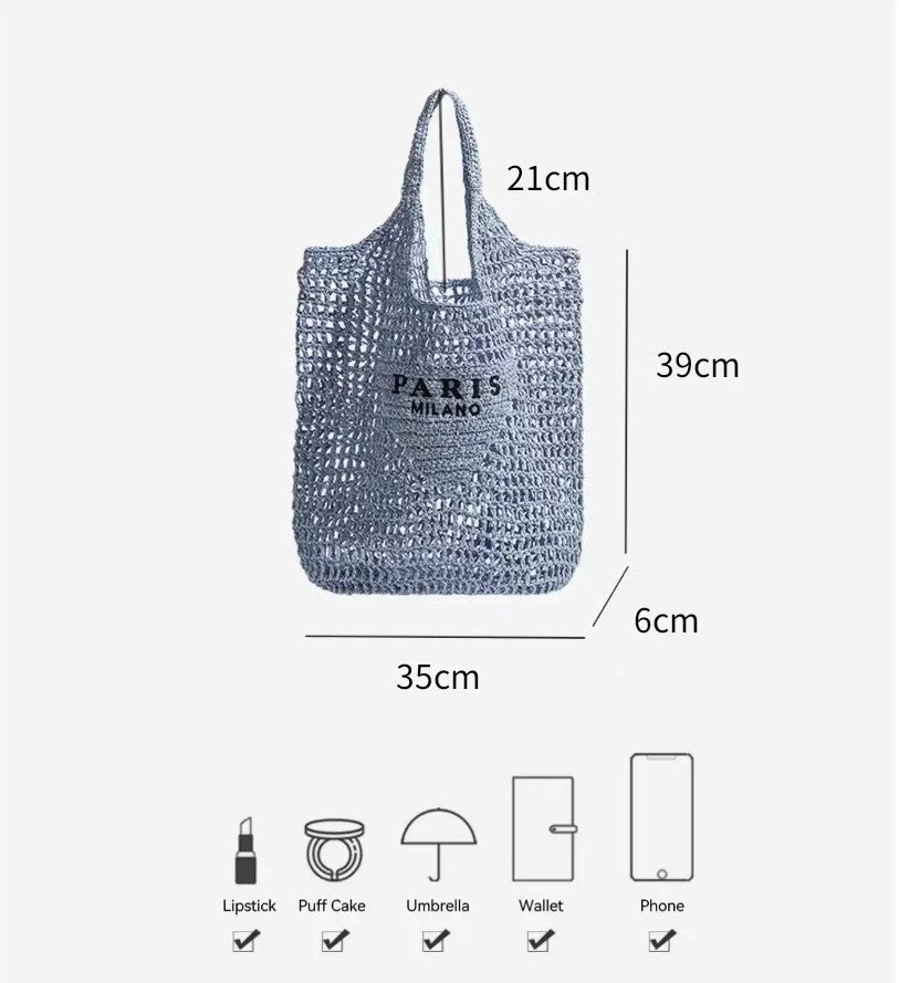 Raxiva - Handwoven Straw Summer Shoulder Bag for Women – Spacious Hollow Out Design, Perfect for Summer Beach Vacations & Casual Outings