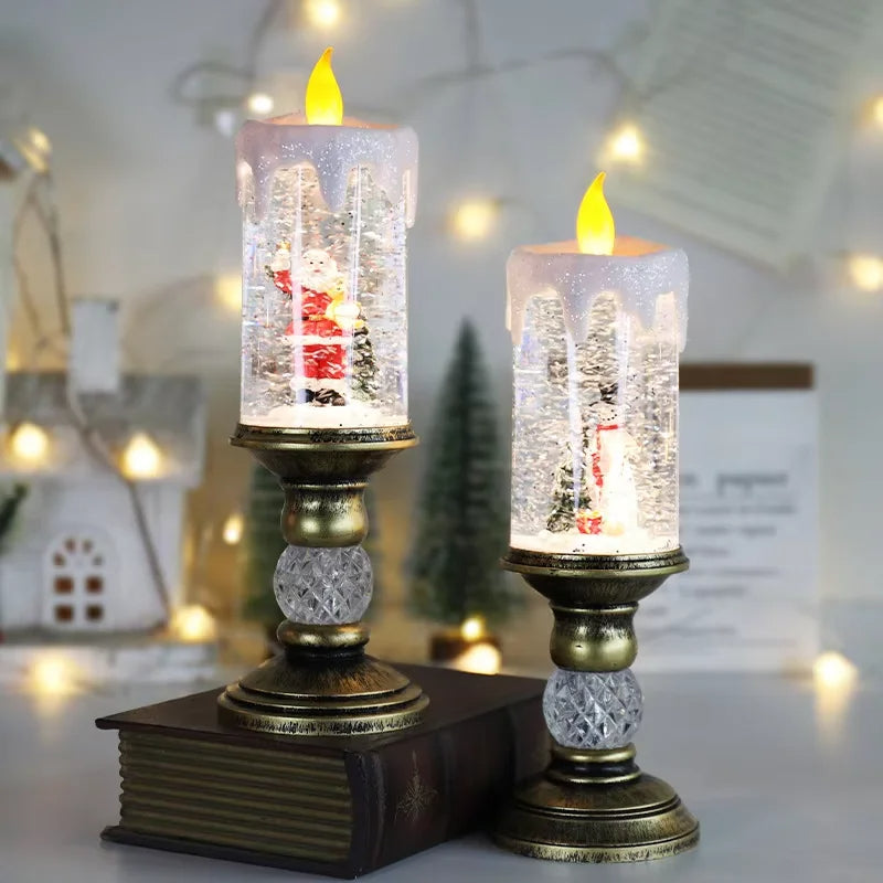 Raxiva - LED Christmas Candle Lights with Dreamy Snowflake Music Box