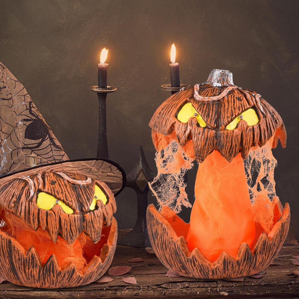 Raxiva - LED Pumpkin Lantern - Jack-O-Lantern Decor Mouth Open Talking Halloween Pumpkin Lights For Indoor
