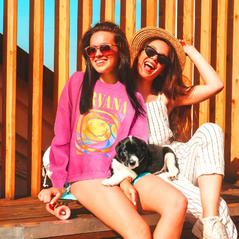 Raxiva - Oversized Smiley Face Sweatshirt