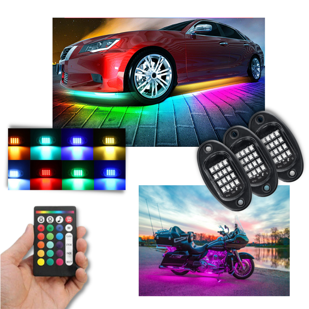 Raxiva - Pack of 8 RGB Light for Vehicles