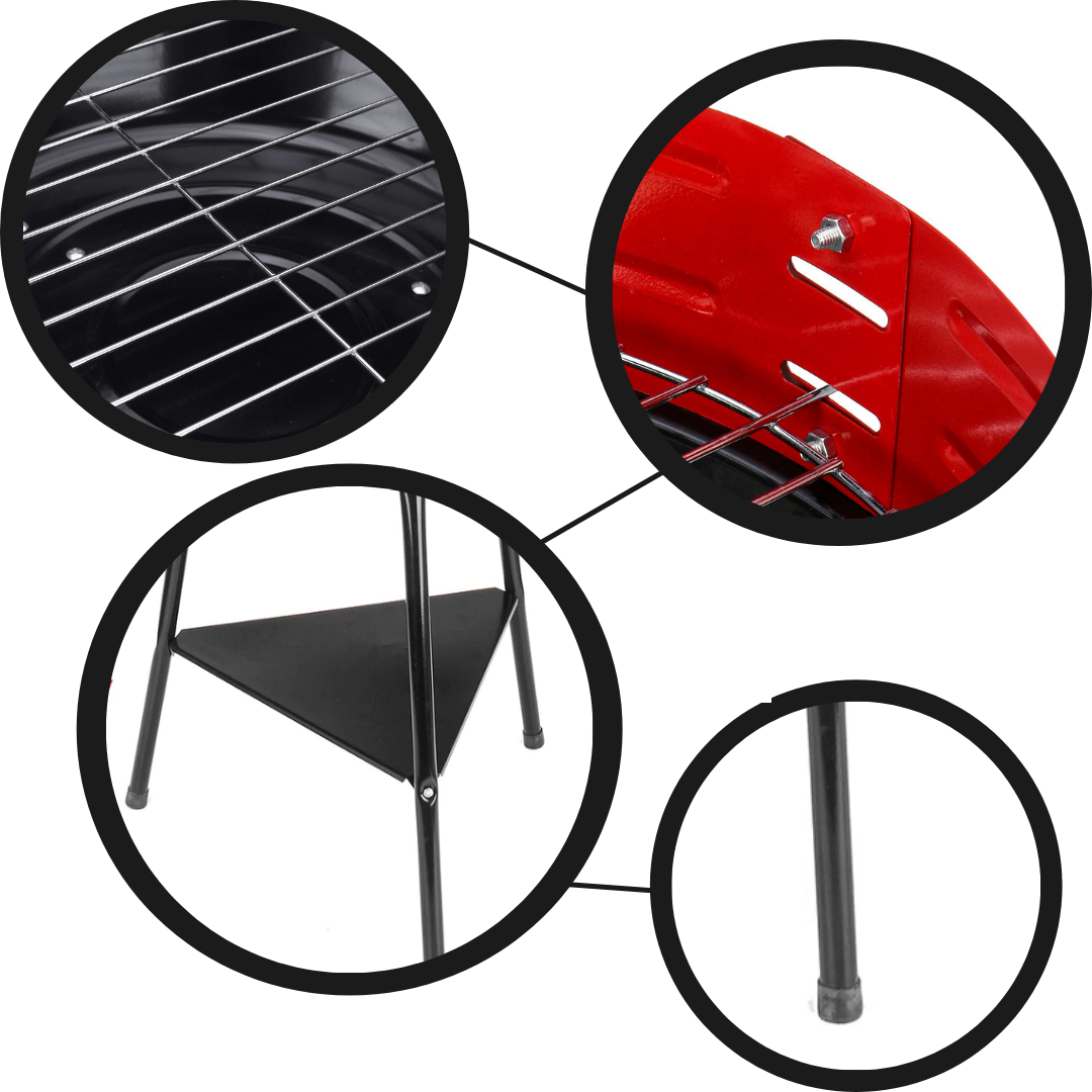 Raxiva - Portable round BBQ charcoal grill
