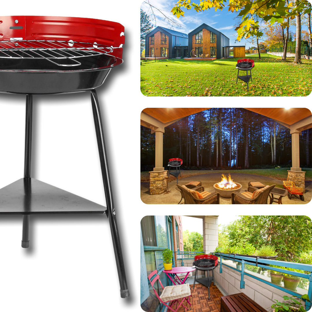 Raxiva - Portable round BBQ charcoal grill