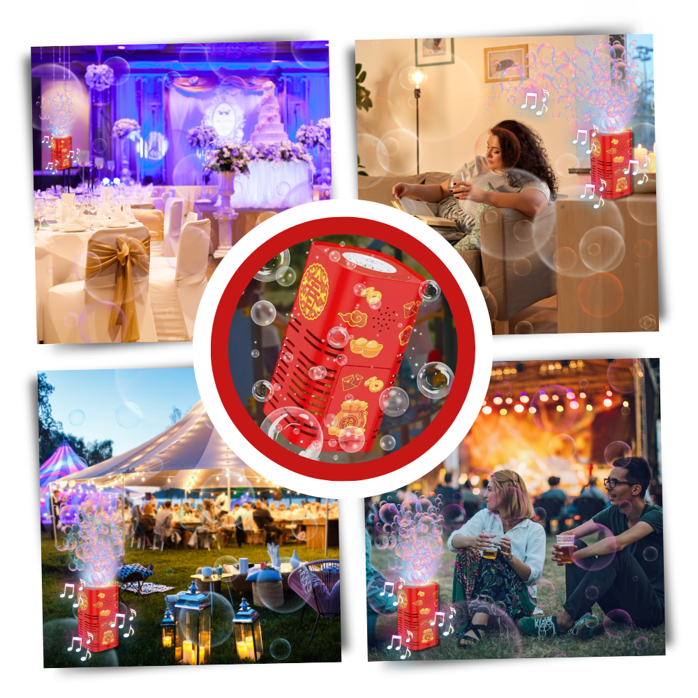 Raxiva - Rechargeable Firework Bubble Machine