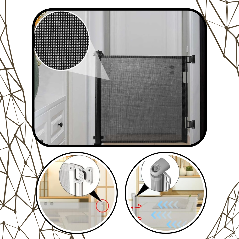 Raxiva - Retractable Sturdy Mesh Pet & Baby Gate