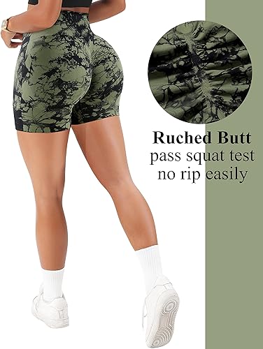 Raxiva - Tie-Dye Gym Shorts - Scrunch Shorts Seamless High Waisted Contour Gym, Yoga, Biker Shorts