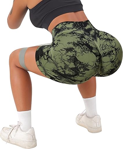 Raxiva - Tie-Dye Gym Shorts - Scrunch Shorts Seamless High Waisted Contour Gym, Yoga, Biker Shorts