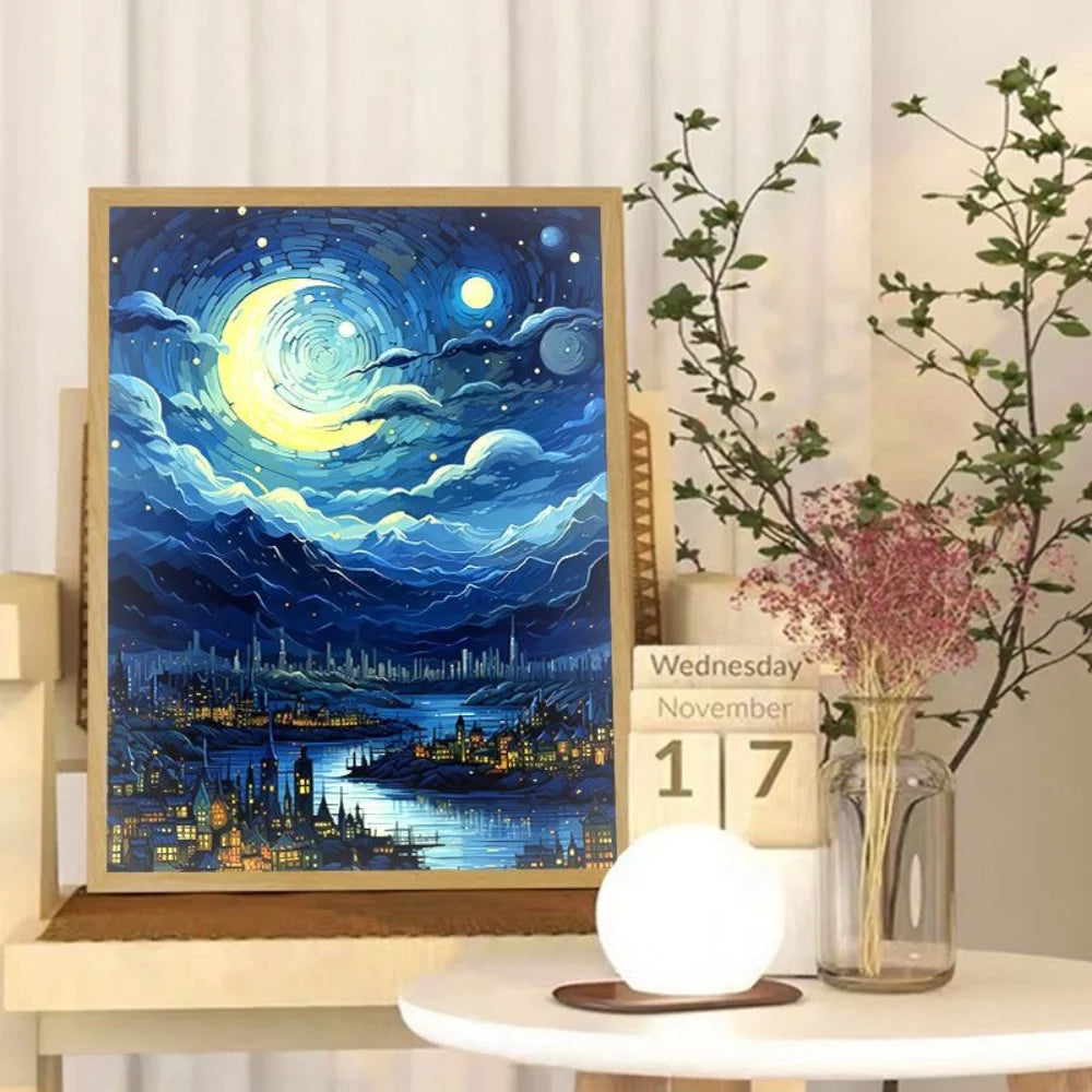 Raxiva - Van Gogh Art-Inspired Anime LED Light – Wireless Charging Mood Lamp for Stunning Wall Décor and Nighttime Ambiance, Perfect Home Gift