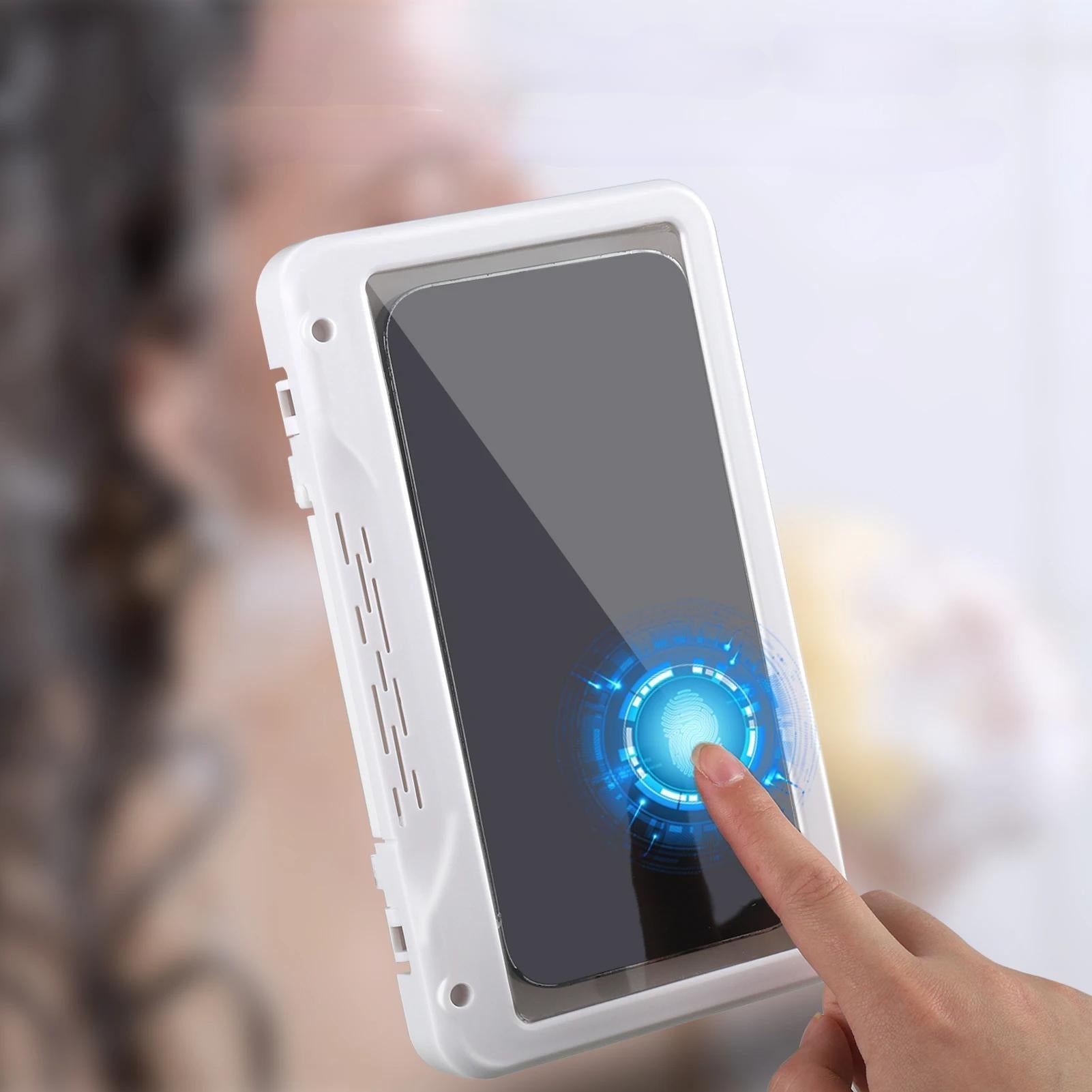 Raxiva - Waterproof Shower Phone Holder – 360° Rotating Anti-Fog Case for High Sensitivity Access, Perfect for Your Bathroom Wall