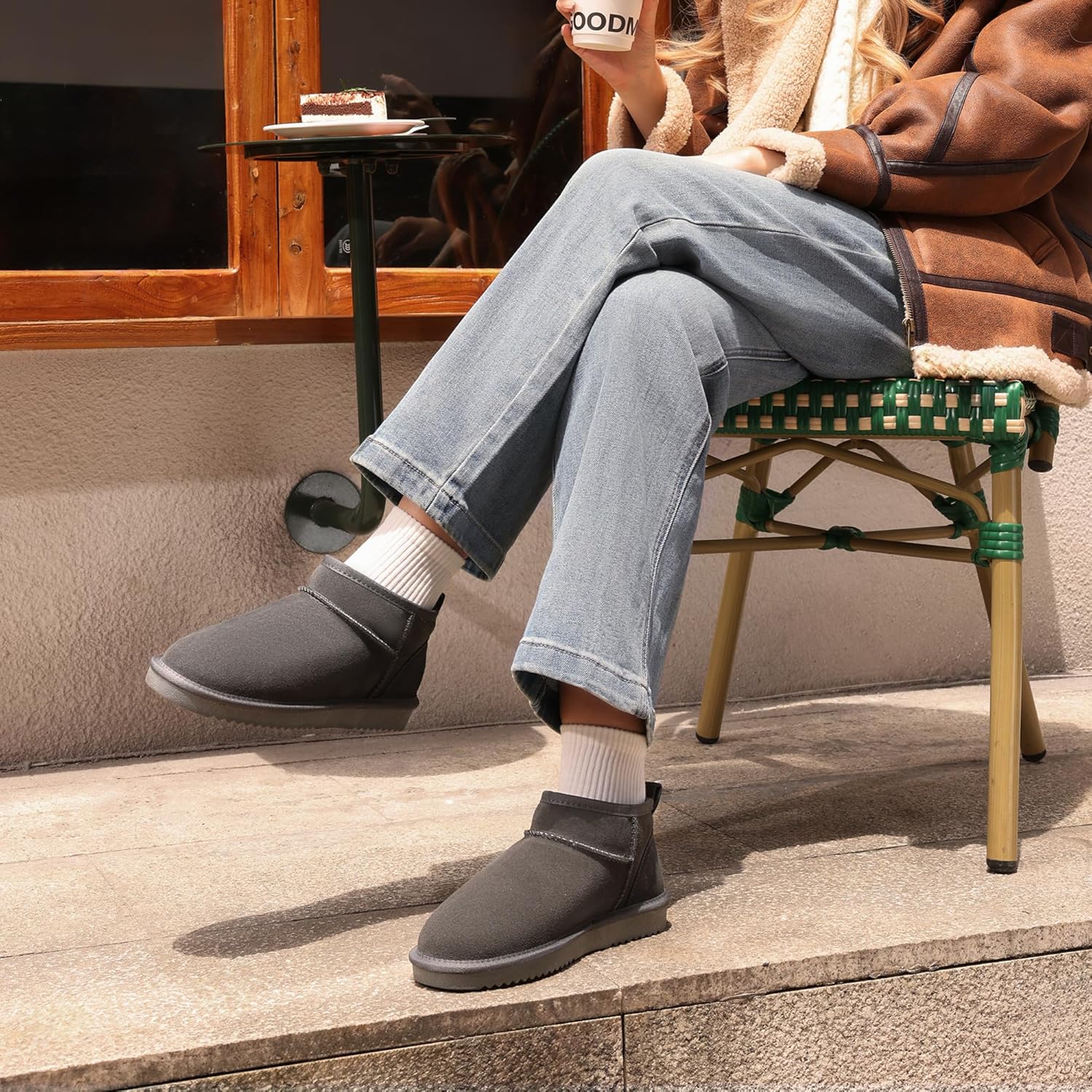 Raxiva - Women's Plush Suede Ankle Snow Boots – Cozy Fur-Lined Chelsea Flats for Winter Warmth & Style