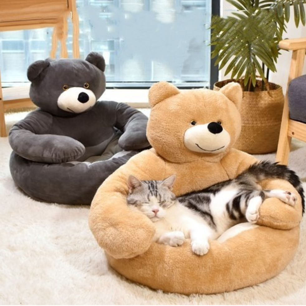 Raxiva-bear shaped winter plush dog bed