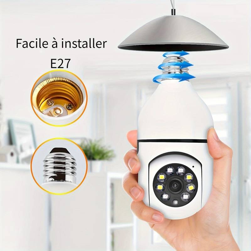 Raxiva-camera securite hd wifi fixation ampoule facile carte memoire 64 go incluse