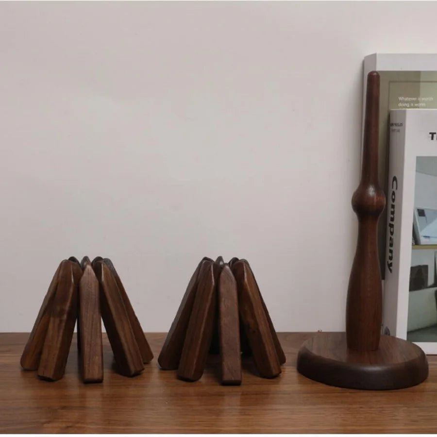 Raxiva-stylish black walnut foldable christmas tree coasters heat resistant pot mats kitchen decor