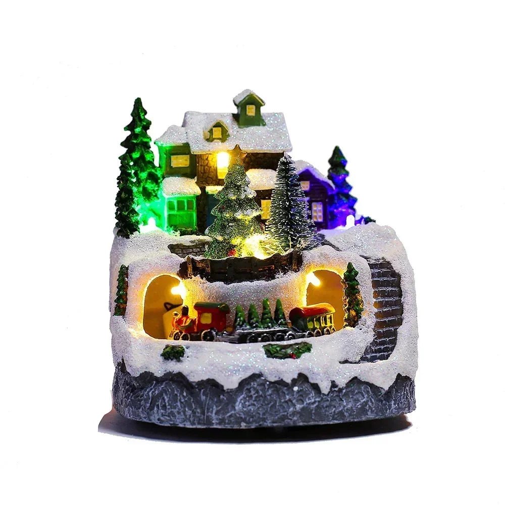Raxiva-magical christmas tree music lights snowy house decor snowman holiday gifts home charm