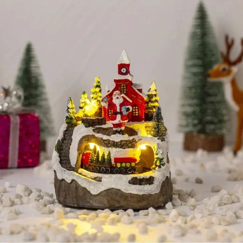 Raxiva-magical christmas tree music lights snowy house decor snowman holiday gifts home charm