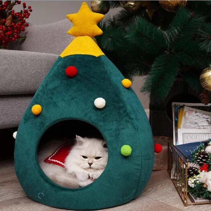 Raxiva-christmas tree pet bed tent warm winter tent for dogs and cats holiday comfort style