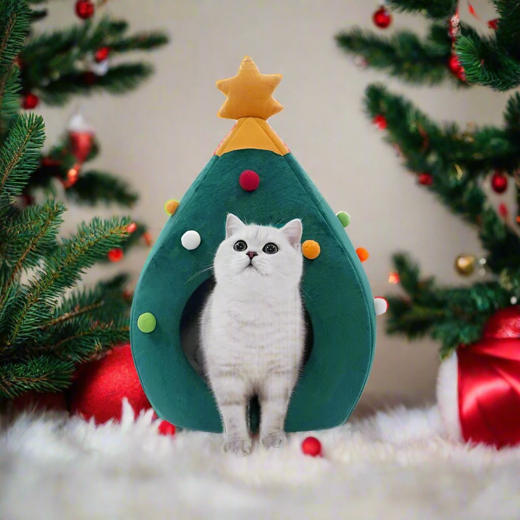Raxiva-christmas tree pet bed tent warm winter tent for dogs and cats holiday comfort style