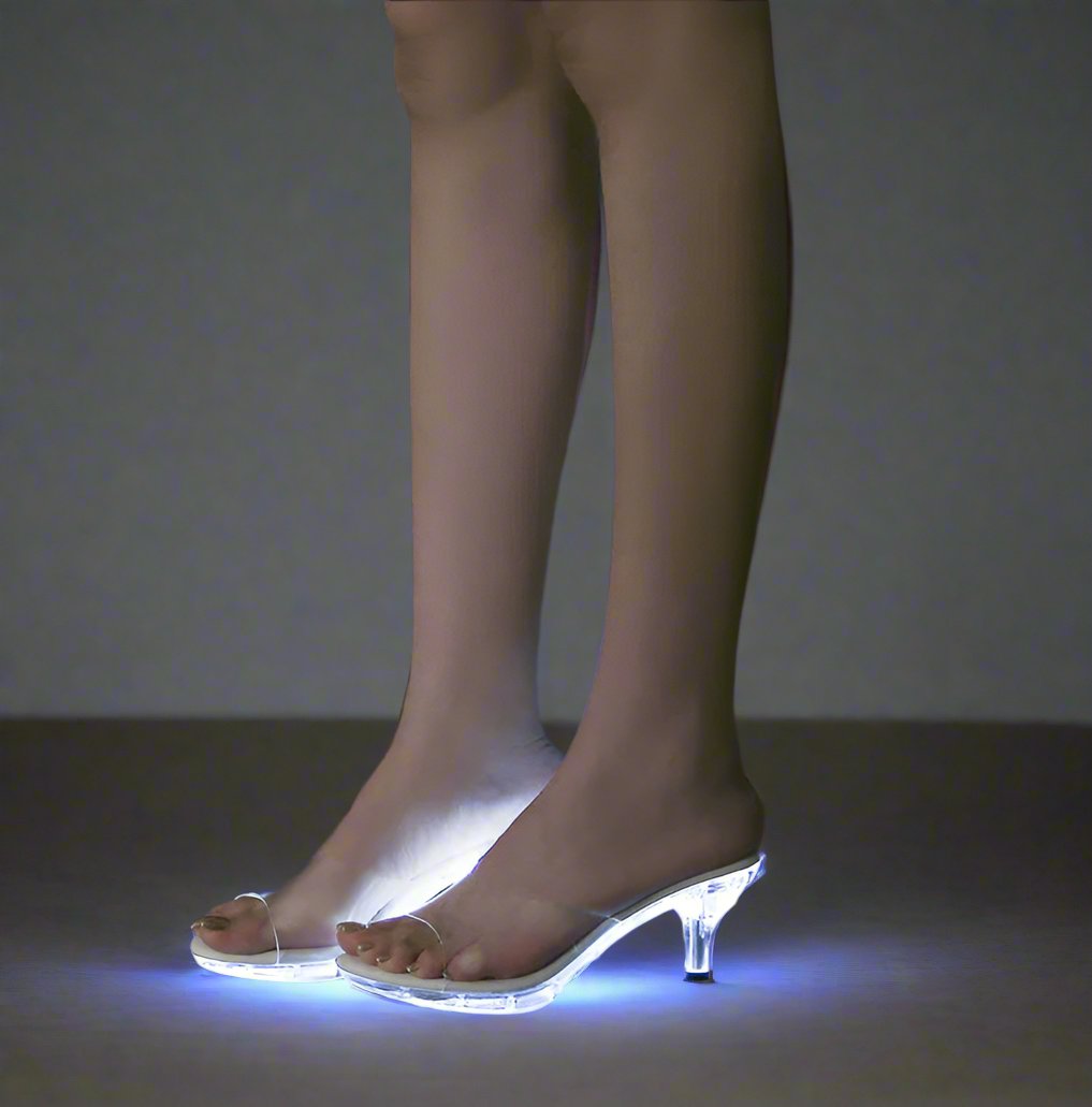 Raxiva-womens kitten heel sandals crystal clear nightclub heels shimmering lights transparent design