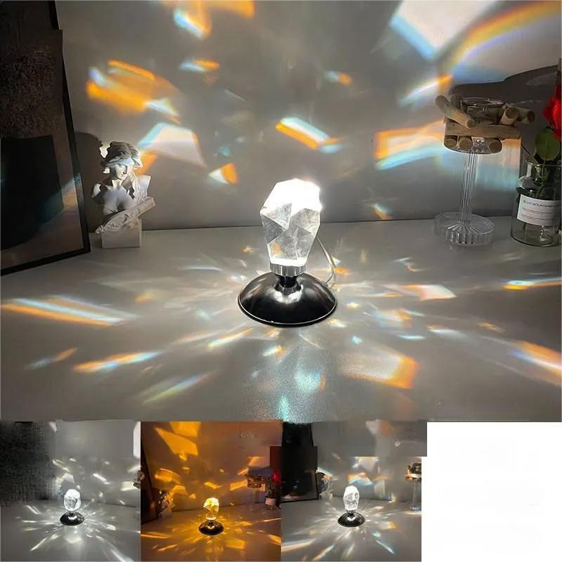 Raxiva-crystal stone lamp 16 rgb colors stylish diamond table light magical ambiance