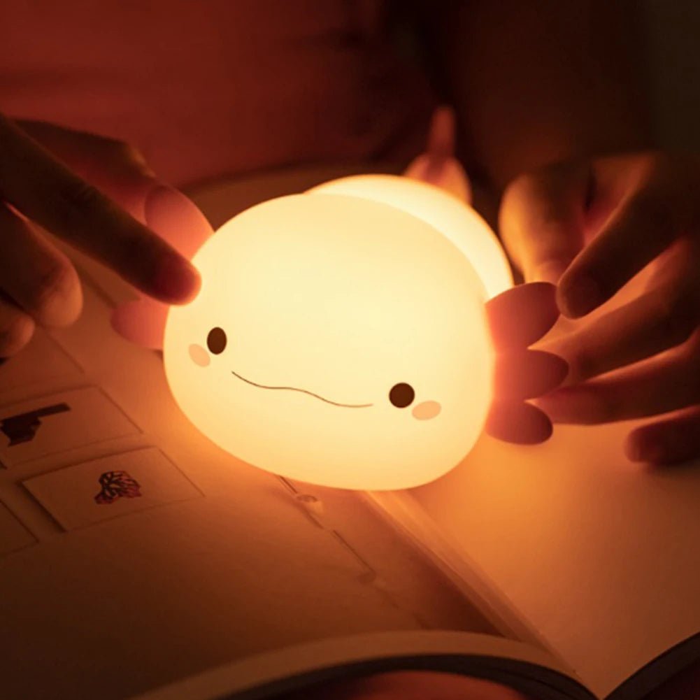Raxiva-cute axolotl night light soft silicone touch lamp usb rechargeable for kids nursery